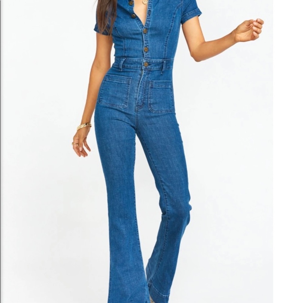 MUMU BLUE short sleeve denim jumpsuit ......  size L